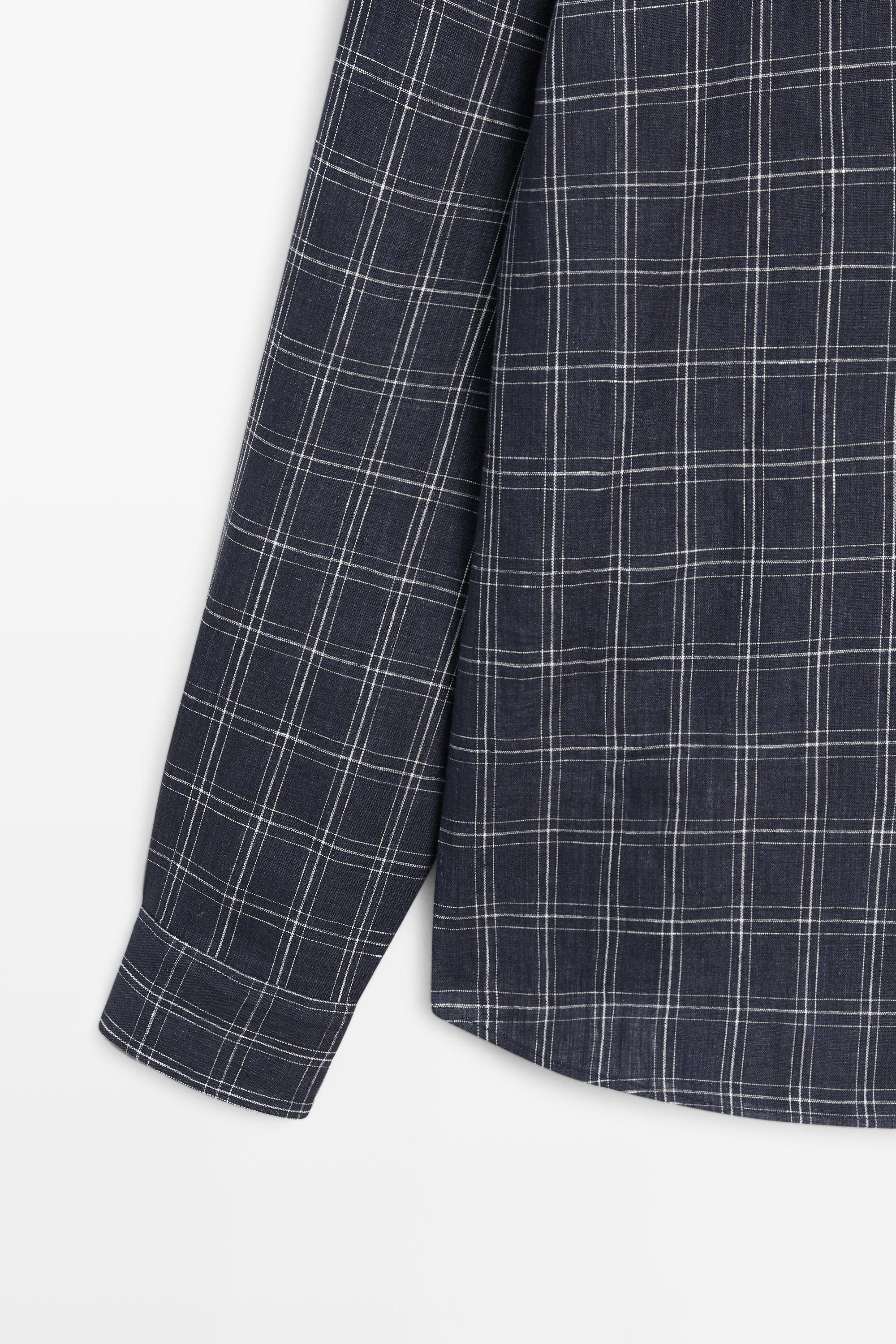Chemise regular fit à carreaux 100 % lin